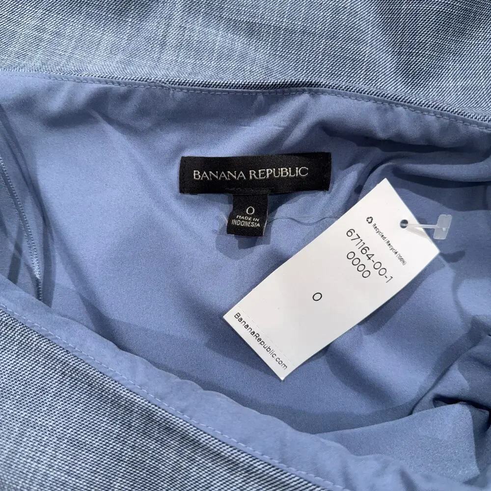 NWT BANANA REPUBLIC Chambray Off-Shoulder Above-Knee Dress (Blue | Size 0) - Picture 4 of 5